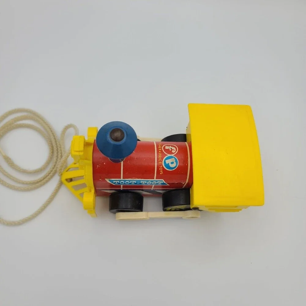 Vintage 1964 Fisher Price 643 Toot-Toot Train Engine Wooden Pull Toy
